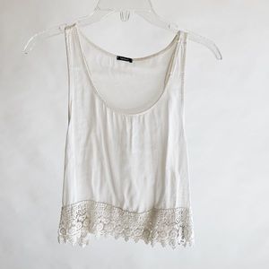 Subdued White Lightweight Floral Lace Crop Top